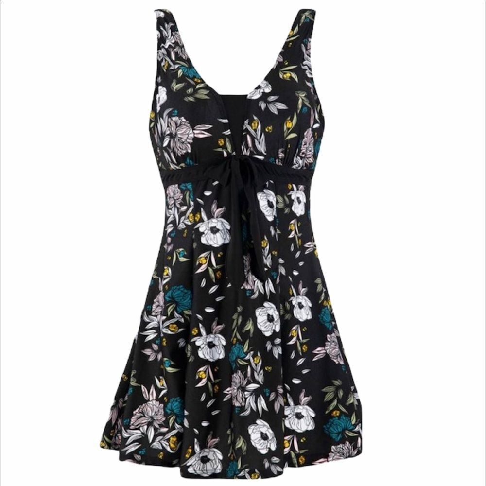 Wantdo Push Up Swimsuit Floral Slimming Swimdress